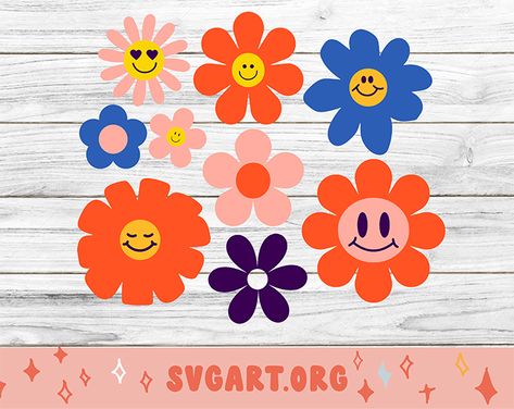 Retro Flower Svg, Free Retro Svg, Flowers Svg Free, Svg Flowers, Groovy Flowers, Svg Art, Retro Svg, Flowers Svg, Star Svg