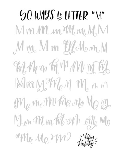 50 ways to letter - M Calligraphy Doodles, Handwriting Analysis, Alfabet Letters, Hand Lettering Fonts, Hand Lettering Alphabet, Creative Lettering, Cursive Writing, Lettering Styles, Lettering Practice