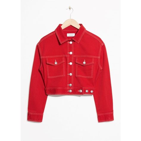 Cropped Denim Jacket ($360) ❤ liked on Polyvore featuring outerwear, jackets, red denim jacket, jean jacket, cropped jacket, cropped denim jackets and red jacket Red Jean Jacket, Red Cropped Jacket, Red Denim Jacket, Outerwear Trends, Shiny Jacket, Red Denim, Red Jeans, Stylish Jackets, Cropped Denim Jacket