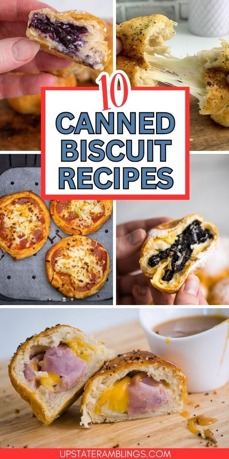 10 Canned Biscuit Recipes  for hacks Pinterest pin. Recipes Using Buttermilk Biscuits, Biscuits Canned Ideas, Roll Biscuits Recipe, Biscuit In A Can Recipes, Dessert Using Grands Biscuits, What To Make With A Can Of Biscuits, Recipes To Make With Biscuits, Recipes That Use Canned Biscuits, What Can You Make Out Of Canned Biscuits