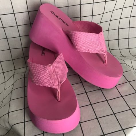 Calypso Aesthetic, Coco Calypso, Pink Platform, Pink Flip Flops, Dr Shoes, Pink Platforms, Platform Flip Flops, Funky Shoes, 2000s Fashion Outfits