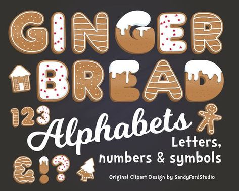 Gingerbread Alphabet, Winter Graphics, Gingerbread Party, Gingerbread Crafts, Gingerbread Christmas Decor, Make Your Own Card, Christmas Fonts, Gingerbread Christmas, Stationery Craft