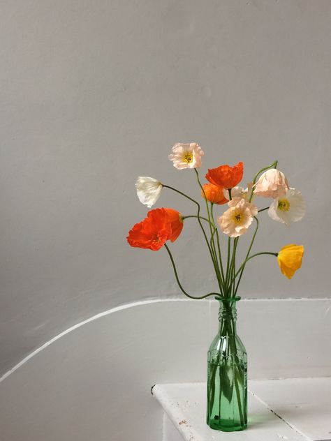 Simple Flowers In Vase, Minimal Flower Arrangements, Single Flower Vase, Flower In Vase, Small Flower Arrangements, Vase With Flowers, Flowers In Vase, Colored Vases, Vase Of Flowers