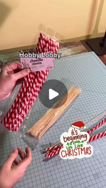 Peppermint Christmas Decorations, Diy Candy Cane, Christmas Candy Cane Decorations, Diy Christmas Candy, Christmas Tree Picks, Candy Cane Crafts, Candy Cane Decorations, Christmas Decorations Diy Crafts, Dollar Tree Christmas Decor