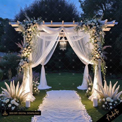 Floral Arbor, Background Night, Courtyard Wedding, Wedding Background Images, Wedding Arbor, Digital Photography Backdrops, Romantic Outdoor Wedding, Wedding Arbour, Night Wedding