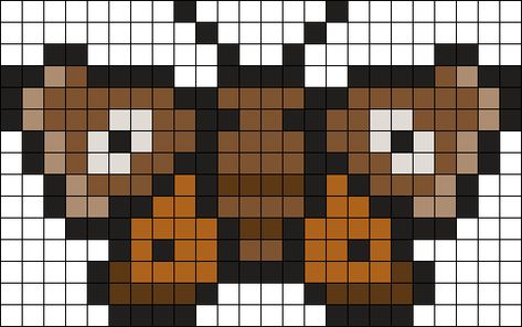 Moth Bead Pattern, Cursed Perler Bead, Clown Kandi Pattern, Therian Perler Bead, Mothman Pixel Art, Moth Pixel Art Grid, Moth Perler Bead Patterns, Moth Perler Beads, Moth Pixel Art