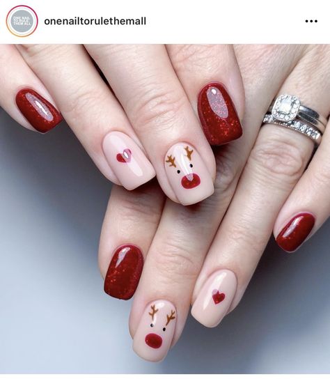 Christmas Gel, Christmas Nails Easy, Christmas Gel Nails, Simple Gel Nails, Cute Gel Nails, Easy Nails, Dipped Nails, Xmas Nails, Classy Nails