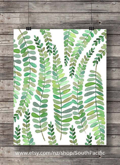 Greenery Illustration, Painted Fern, Fern Prints, Watercolor Leaf, Illustration Botanique, Fern Leaf, Watercolour Inspiration, Etsy Art Prints, 수채화 그림