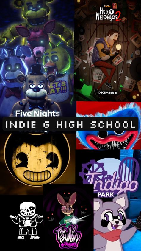 Fnaf, Undertale, BATIM, The Bunny Graveyard, Indigo Park, Hello Neighbor, Probably some DDLC I’m not sure, Poppy Playtime, etc. Indie Horror Games, Indie Game, Horror Games, Indie Horror, Indie Games, Horror Game, Five Night, Five Nights At Freddy's, I Know