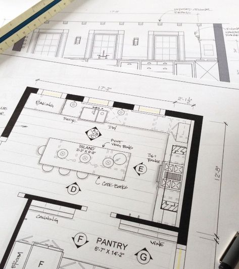 Design plans and concepts for the kitchen renovation of a heritage home on the South Shore of Nova Scotia Dutch Colonial Kitchen, Colonial Revival Kitchen, Colonial Renovation, Colonial Remodel, Small Colonial, Lavender Kitchen, Colonial Interior Design, Kitchen Renovation Design, White Colonial