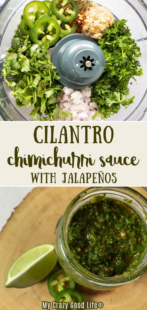 This Spicy Cilantro Chimichurri Sauce with Jalapeños is a delicious addition to your chicken, steak, or cauliflower meal. With lime juice and smoked paprika, traditional chimichurri sauce gets a delicious upgrade! This easy Chimichurri recipe is a great way to impress your dinner guests! Cilantro Chimichurri Sauce, Cilantro Chimichurri, Paleo Soups, Chimichurri Sauce Recipe, Cilantro Recipes, Jalapeno Sauce, Beachbody Programs, Chimichurri Recipe, Beachbody Recipes