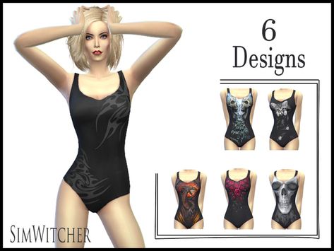 Witchbadger's Goth Style Swimwear Sims 4 Cc Bathing Suit, Goth Swimsuit, Sims4 Clothing, Sims 4 Cc Goth, Goth Accessories, Goth Look, Clothing Female, Goth Style, Sims 4 Update