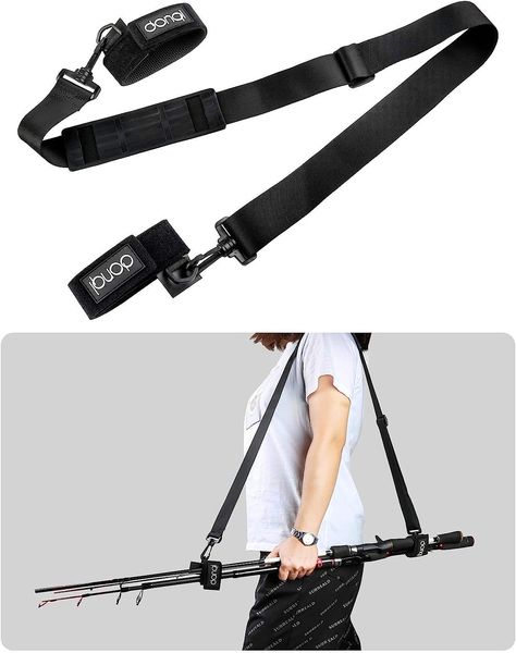 DONQL Fishing Rod Holder Belt, Durable Fishing Rod Carry Straps Adjustable Length 30-54 Inch Fishing Poles Holder Strap Rod Shoulder Belt Travel Tackle Carrier for Freshwater Saltwater, Black Hunting Gadgets, Fishing Rod Carrier, Fishing Pole Storage, Diy Fishing Rod, Fishing Pole Holder, Diy Fishing Lures, Fishing Poles, Diy Fishing, Shoulder Belt