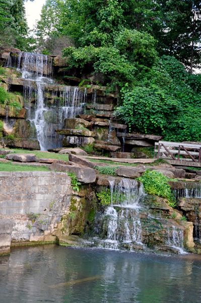 Spring Park and world's largest man-made waterfall in Tuscumbia Alabama Man Made Waterfalls, Tuscumbia Alabama, Big Playground, Sister Trip, Alabama Travel, Farm Plans, Tree Statues, Railroad Bridge, Pretty Nature