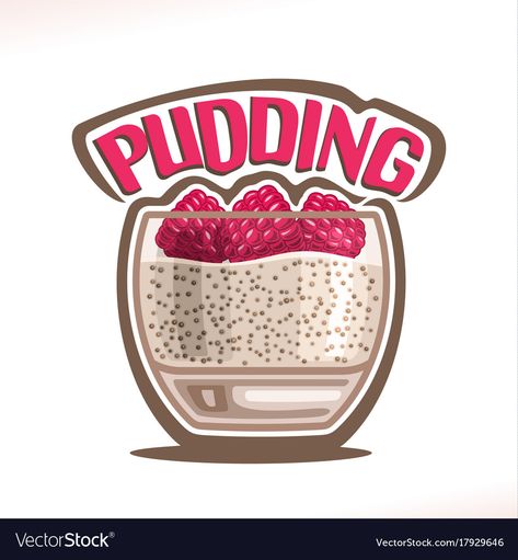 Logo for pudding Royalty Free Vector Image - VectorStock Logo Pudding Design, Lab Logo, Coconut Pudding, Red Words, Food Logo Design, Cute Food Drawings, Chia Seed Pudding, Cafe Menu, Food Stickers