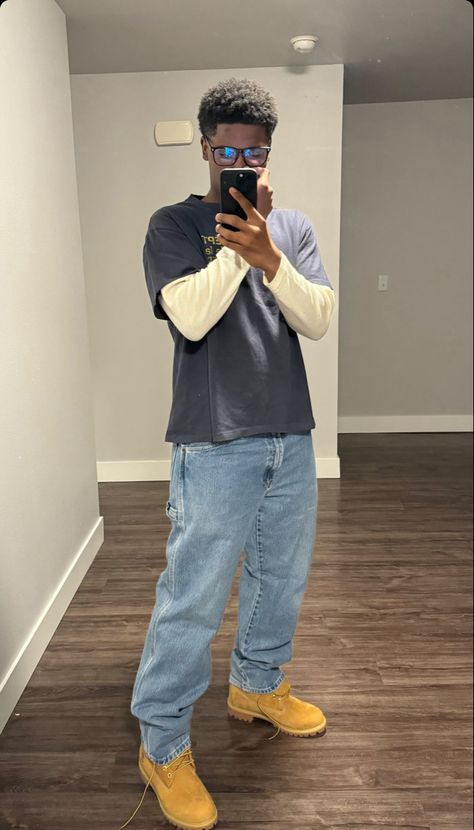 Baggy Jeans Men Outfit, Timberland Outfit, Men Streetwear Outfits, Baggy Jeans Men, Outfit Ideas Trendy, Men Outfit Ideas, Jeans Outfit Men, Streetwear Outfit Ideas, Trendy Boy Outfits