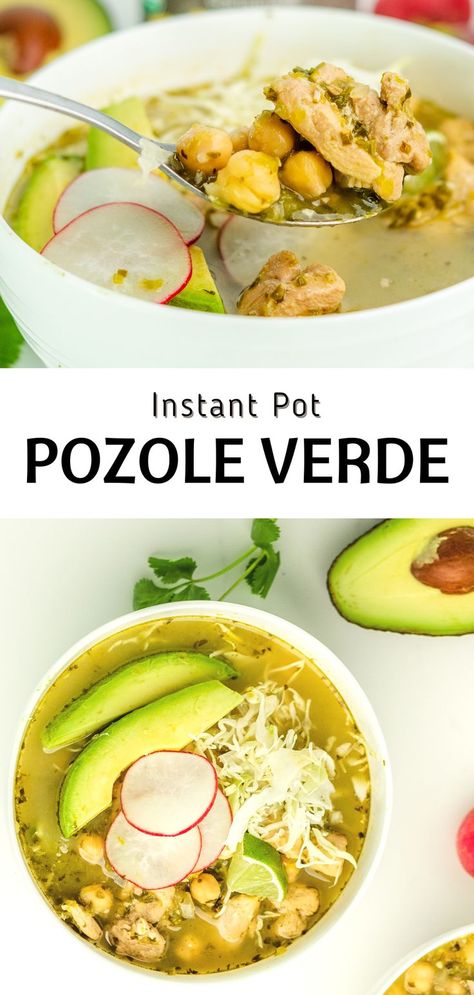 Instapot Pozole Verde, Pozole Verde Instant Pot, Healthy Chicken Pozole Recipe, Instant Pot Chicken Pozole, Instant Pot Pozole Pork, Instapot Pozole, Pozole Verde Recipe Pork, Instant Pot Dutch Oven Recipes, Instant Pot Posole