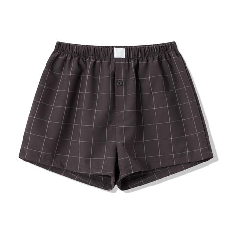 PRICES MAY VARY. Material: 95% polyester + 5% cotton, these plaid lounge shorts for women are made of high quality fabric, soft touch feeling, skin-friendly, good breathability, comfy to wear Design: Women's elastic waist plaid shorts, lounge pajama shorts, high waist, plaid print, button front, wide leg, loose fit gingham boxers, going out casual shorts, comfy pj shorts, pj short bottoms, cute checked pj shorts Occasion: Boxer shorts for women, gingham shorts women suitable for both indoor and Going Out Shorts, Boxer Shorts For Women, Womens Boxers, Pajama Bottoms Womens, Cozy Pants, Womens Pajama Shorts, Gingham Shorts, Women Y2k, Shorts For Women