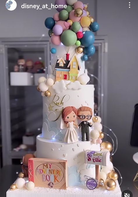 Up Wedding Cake, Geek Wedding Cake, Kids Birthday Party Cake, Disney Wedding Cake, Up Cake, Wedding Movies, Themed Wedding Cakes, Caking It Up, Top Wedding Dresses