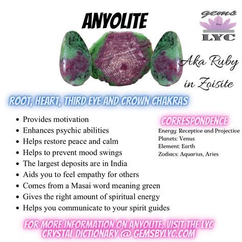 Ruby Zoisite Crystal Meaning, Ruby In Zoisite Meaning, Zoisite Crystal Meaning, Ruby Zoisite Meaning, Crystal Dictionary, Crystal Meanings Charts, Crystal Facts, Leo Birthstone, Best Healing Crystals