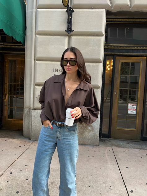 Chocolate Bodysuit — Gergana Ivanova Jeans Bodysuit, Jeans And Bodysuit, Gergana Ivanova, Outfit Details, Autumn Fashion, Fall Winter, Sunglasses, My Style, Heels