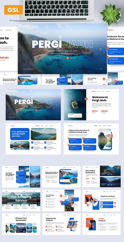 Travel Presentation Template, Travel Powerpoint Template, Travel Presentation Design, Layout Presentation Design, Presentation Design Inspiration, Slide Presentation Design, Presentation Layout Design, Presentation Slide Design, Travel Presentation