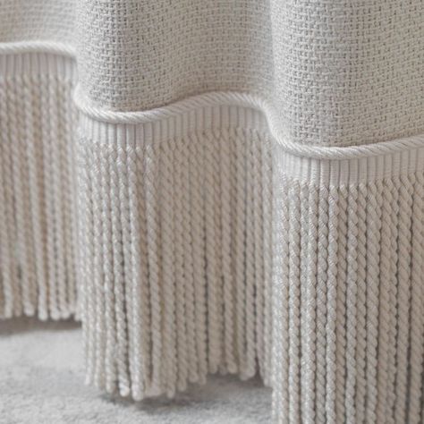 Samuel & Sons on Instagram: "A monochrome statement. Our Loire Bullion Fringe is available in 15 colors and pairs back to a matching cord with tape. #InteriorDesign #Fringe #Design #Monochrome #Passementerie #SamuelandSons" Bullion Fringe, Fringe Fabric, Samuel And Sons, Curtain Fringe, Stylish Curtains, Interior Windows, Custom Drapery, Showroom Design, Window Dressings