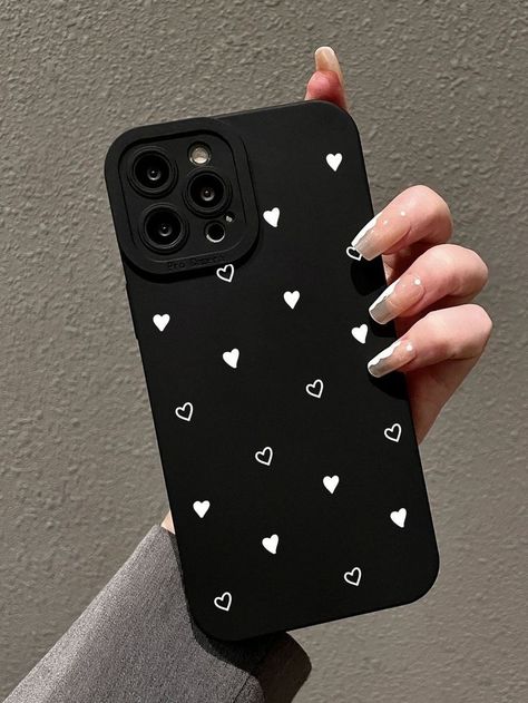 Black Phone Phone Case, How To Make Aesthetic Phone Cover, Phone Case Black Aesthetic, Cute Black Phone Cases, Black Phone Case Design, Black Mobile Cover, Back Covers For Phone, Black Phone Case Painting, Aesthetic Black Phone Case