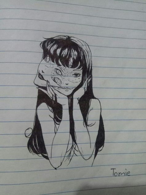 Tomie Sketch Drawing, Tomie Drawing Pencil, Junji Ito Sketch, Tomie Sketch, Tomie Drawing, Junji Ito Collection, Scary Drawings, Junji Ito, Easy Drawings Sketches