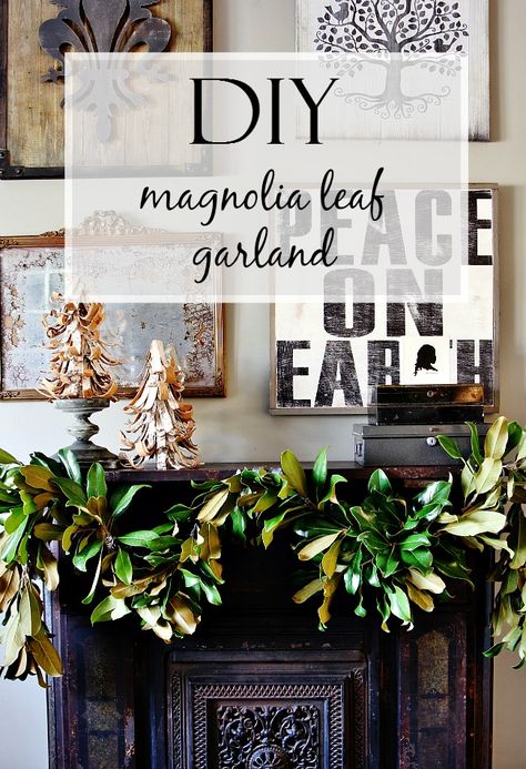 Making Magnolia Garland, Magnolia Leaf Garland Christmas, How To Make A Magnolia Leaf Wreath, Magnolia Leaf Garland Diy, How To Make Magnolia Garland, Magnolia Leaf Wreath Diy, Magnolia Leaf Christmas Decor, Magnolia Leaf Christmas Wreath, Magnolia Christmas Garland