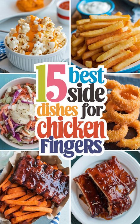 Discover the perfect side dishes to serve with your crispy chicken fingers! 🍗🍟 #chickenfingers #sidedishes #yum Sides For Chicken Tenders Dinners, Chicken Finger Dinner Ideas, Chicken Tender Side Dishes, Sides For Chicken Nuggets, Sides For Chicken Tenders, Best Side Dishes For Chicken, Buffalo Chicken Fingers, Chicken Tenders Dinner, Spicy Sriracha Chicken