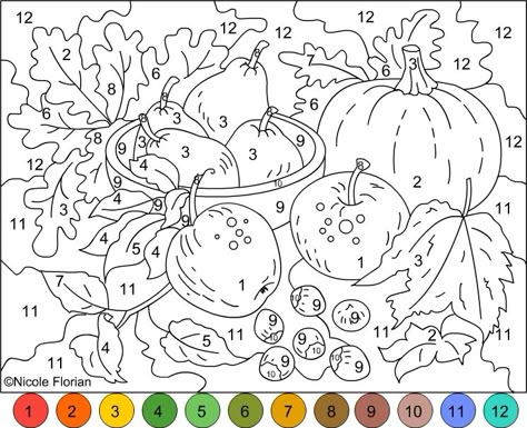 Nicole's Free Coloring Pages: COLOR BY NUMBER * AUTUMN COLORS Adult Color By Number, Color By Number Printable, Adult Colouring Pages, Fall Coloring Pages, Color By Numbers, Color By Number, Coloring Pages To Print, Mandala Coloring Pages, Animal Coloring Pages