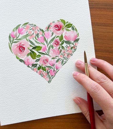 Carrie on Instagram: "Happy Spread Love Day!! Spread it far and spread it wide, ideally with watercolor florals :) Love you all and I hope I’ve inspired even one person a tiny bit as much as I’ve been inspired by you all. Xoxo, Carrie #valentine #valentinesdaycards #vdaycards #valentinesdesign #looseflorals #watercolorflorals #loosewatercolor #watercolorrose #watercolortulip #watercolorcard #watercolorheart #valetinesday" Vday Cards, Watercolor Flowers Tutorial, Watercolor Tulips, Flowers Tutorial, Love Day, Watercolor Paintings For Beginners, Loose Watercolor, Watercolor Heart, Valentines Design