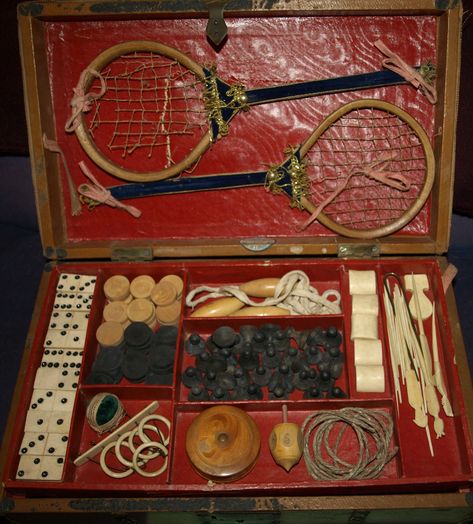 1800's Victorian Game Trunk--Rare! | Has some hand carved Iv… | Flickr Victorian Games, Twisted Art, Victorian Toys, Victorian Age, Toys In The Attic, Victorian Life, Victorian Times, Vintage Board Games, Game Boards