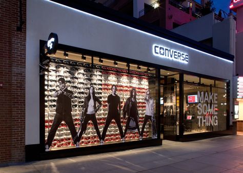 Converse Opens First West Coast Flagship Store in Santa Monica, CA Converse Store, Personalized Converse, Window Display Design, Converse Shop, Santa Monica California, Retail Experience, Shopping Malls, Coffee Design, Store Front