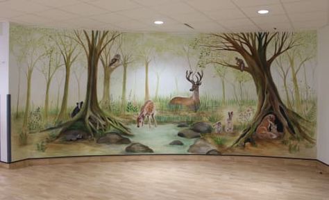 Woodland Mural, Woodland Room, Middlesex University, Fairy Room, Garden Mural, Forest Mural, Church Nursery, Tree Mural, School Murals