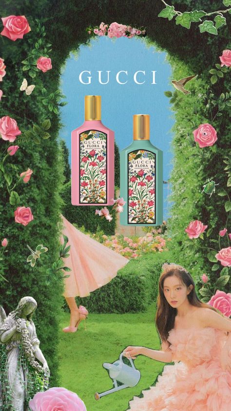 Gucci Flora Aesthetic, Gucci Flora Perfume, Gucci Flower, Flora Gucci, Gucci Perfume, Botanical Fashion, Gucci Garden, Gucci Flora, Green Theme