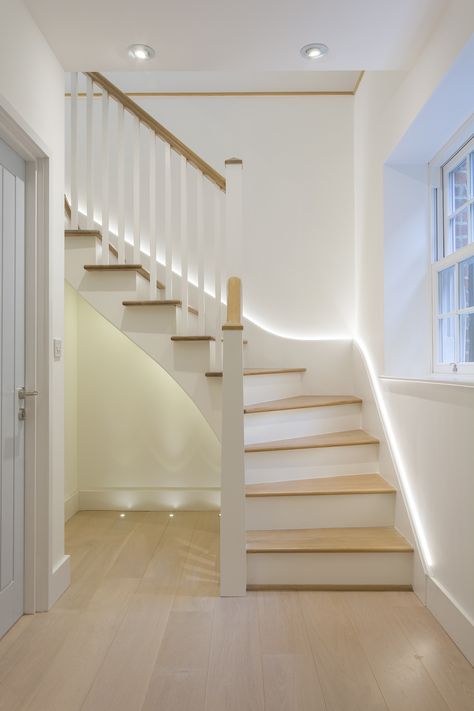 Two Turn Staircase, Turning Staircase Ideas, Stairs With Turn, Castle House Modern, U Shaped Stairs, Unique Staircase, Bungalow Conversion, Staircase Design Ideas, Bungalow Ideas