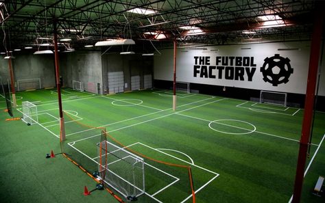 Check out this amazing soccer training facility based in Southern California! Indoor Soccer Field Design, Soccer Stadium Design, Sports Training Facility Architecture, Indoor Soccer Field, Soccer Stadium Concept, Sports Training Facility, Street Soccer, Soccer Academy, Backyard Sports