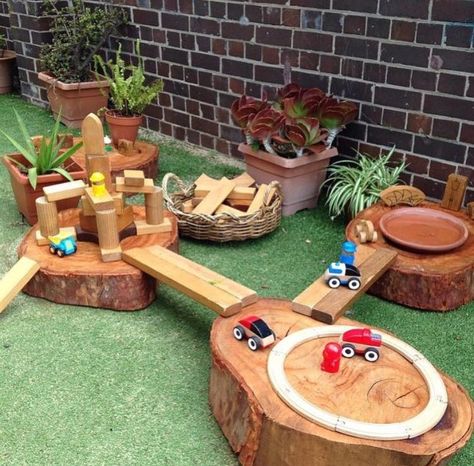 Daycare Inspiration, Reggio Inspired Classrooms, Outdoor Play Spaces, Block Area, Outdoor Play Areas, Natural Playground, Outdoor Classroom, Montessori Baby, Small World Play