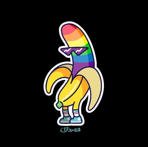 Pride LGBT symbols. Pride month, LGBTQ plus community festival illustration. #lgbtq+ #pride #rainbow #banana #illustration #digitalart #vectorart #redbubbleartist #redbubbleshop #redbubble Pride Drawing Ideas, Pride Month Illustration, Banana Sketch, Pride Drawings, Pride Illustration, Nail Competition, Banana Illustration, Pie Drawing, Community Festival