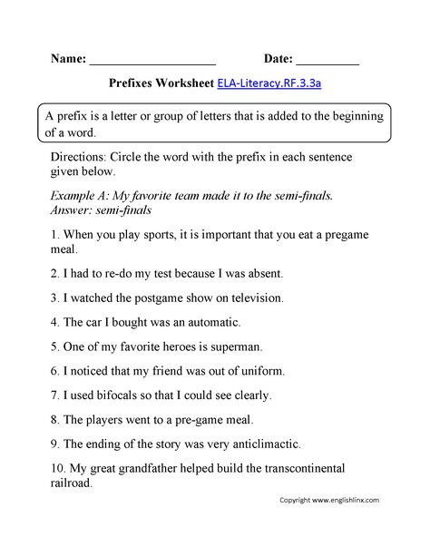 3rd Grade Common Core Worksheets Third Grade Reading Worksheets, Multiplication Table Printable, Prefix Worksheet, Third Grade Worksheets, Free English Worksheets, Reading Foundational Skills, Common Core Language, Free Printable Kindergarten, Ela Worksheets