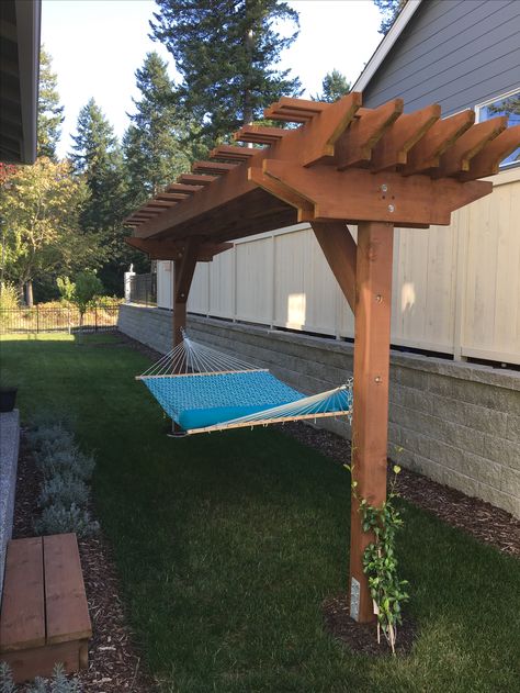 Hammock Pergola Hammock Pergola, Garage Expansion, Pergola Hammock, Backyard Entertaining Space, Hammock Area, Hammock Ideas, Acreage Living, Grape Arbor, Outdoor Styling