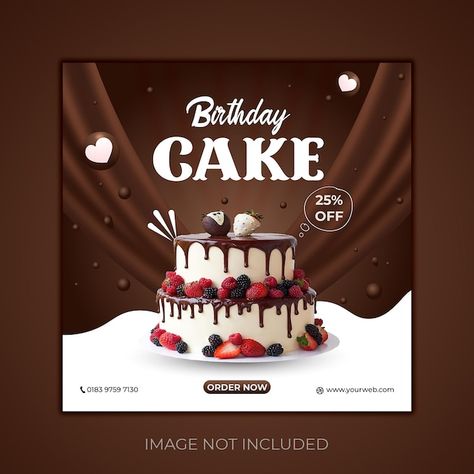 Vector delicious birthday cake square in... | Premium Vector #Freepik #vector #restaurant-post #birthday-design #birthday-sale #birthday-decoration Birthday Cake Square, Instagram Poster, Restaurant Poster, Birthday Sale, Design Birthday, Birthday Decoration, Birthday Design, Banner Ads, Banner Template