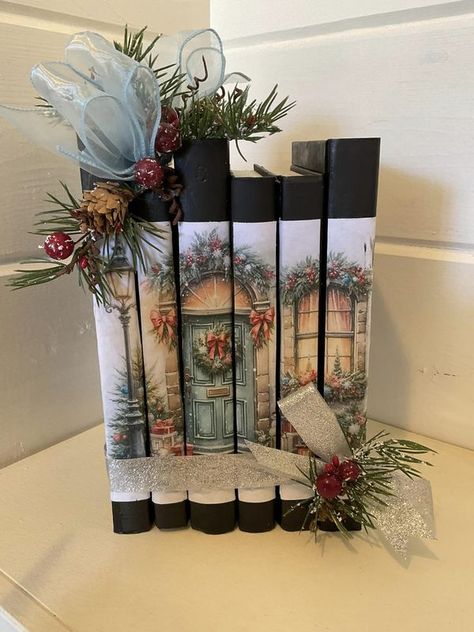 Christmas Book Stacks, Box Makeover, Jewelry Box Makeover, Stacked Books, Dollar Store Christmas, Book Spine, Fun Group, Book Stack, 2024 Christmas