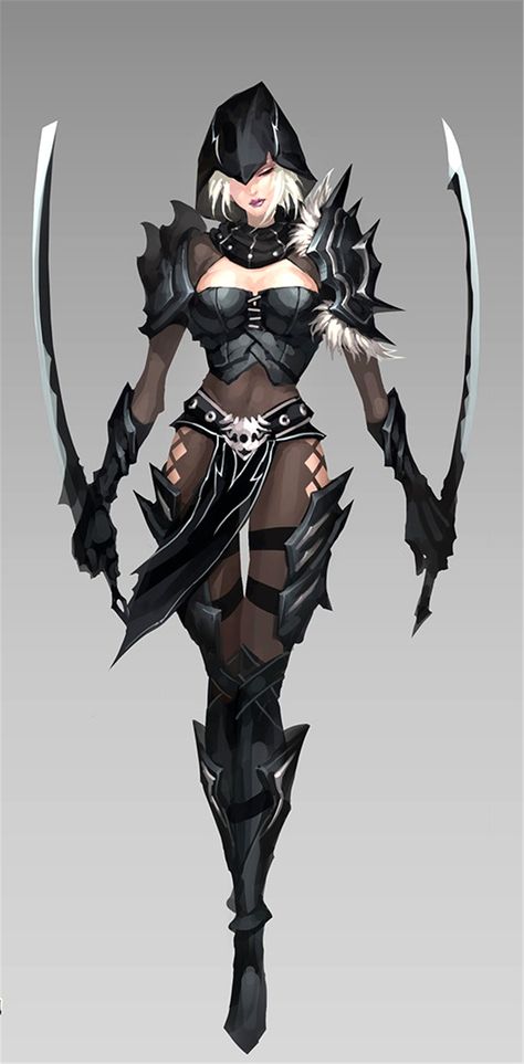 Dark Assassin..... Elf Gunslinger, Samurai Girl, Hunter Girl, Drawing Hair, Heroic Fantasy, Model Sheet, 다크 판타지, Art Manga, Armors