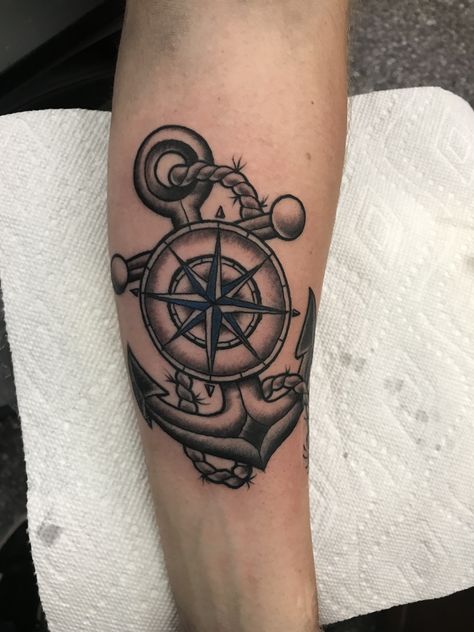 Anchor Compass tattoo in Black and Grey Anchor Compass Tattoo, Tattoo Anchor, Black Grey Tattoo, Anchor Tattoos, Old School Tattoo Designs, Grey Tattoo, School Tattoo, S Tattoo, Old School Tattoo