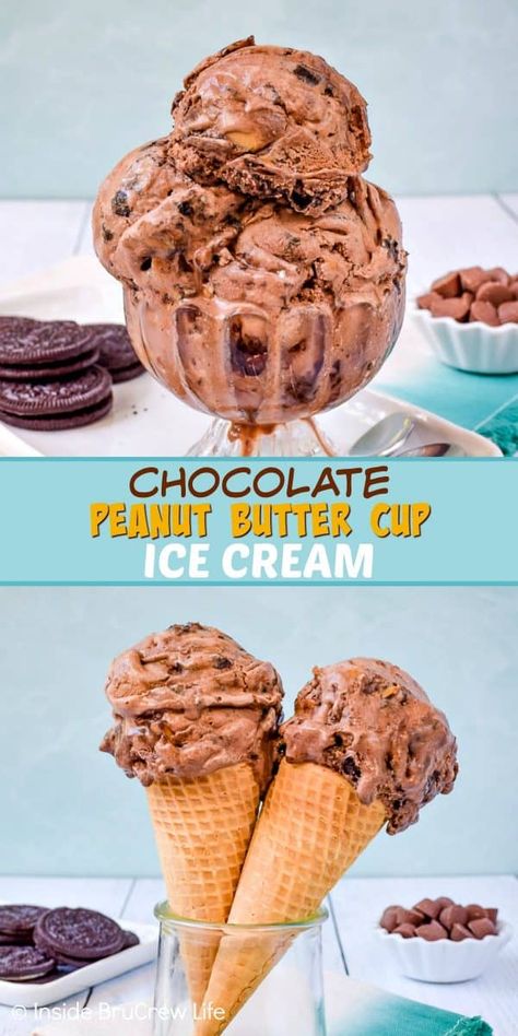 Peanut Butter Fudge Ice Cream, Peanut Butter Cup Ice Cream, Chocolate Peanut Butter Ice Cream, Easy Homemade Ice Cream, Easy Ice Cream Recipe, Peanut Butter Ice Cream, Keto Ice Cream, Ice Cream Maker Recipes, Chocolate Peanut Butter Cups