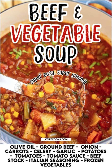 Best Vegetable Soup Recipe, Easy Vegetable Beef Soup, Vegetable Soup Crock Pot, Hamburger Vegetable Soup, Easy Vegetable Soup, Fast Meals, Comfort Soup Recipes, Beef Soup Recipes, Hamburger Soup