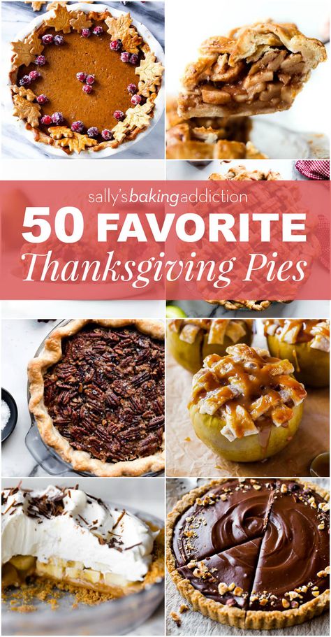 (She has awesome recipes!!!!) 50 of the BEST Thanksgiving pie recipes including pumpkin pie, pecan pie without corn syrup, banoffee pie, apple pie, and so much more! sallysbakingaddiction.com Pecan Pie Without Corn Syrup, Fall Pies Recipes, Thanksgiving Sweets, Pie Pecan, Thanksgiving Pie Recipes, Fall Pies, Thanksgiving Pie, Best Thanksgiving Recipes, Sally's Baking